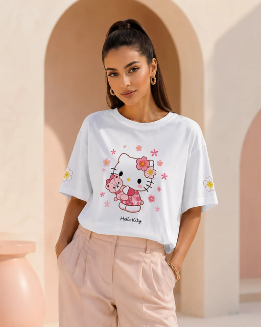 تيشيرت أوفر سايز هيلو كيتي - White